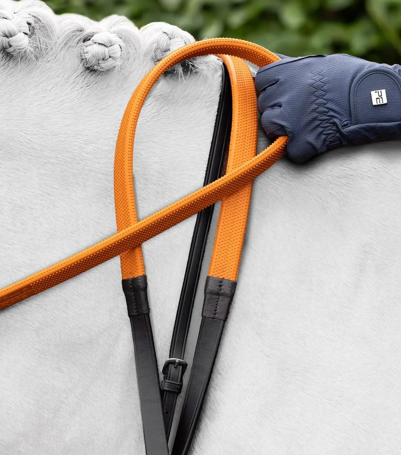 Exercise / Racing Reins Dark Havana by Premier Equine Int. Ltd. at  Try A Bit