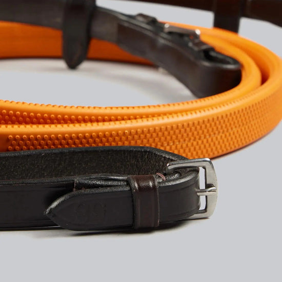 Exercise / Racing Reins Dark Havana by Premier Equine Int. Ltd. at  Try A Bit
