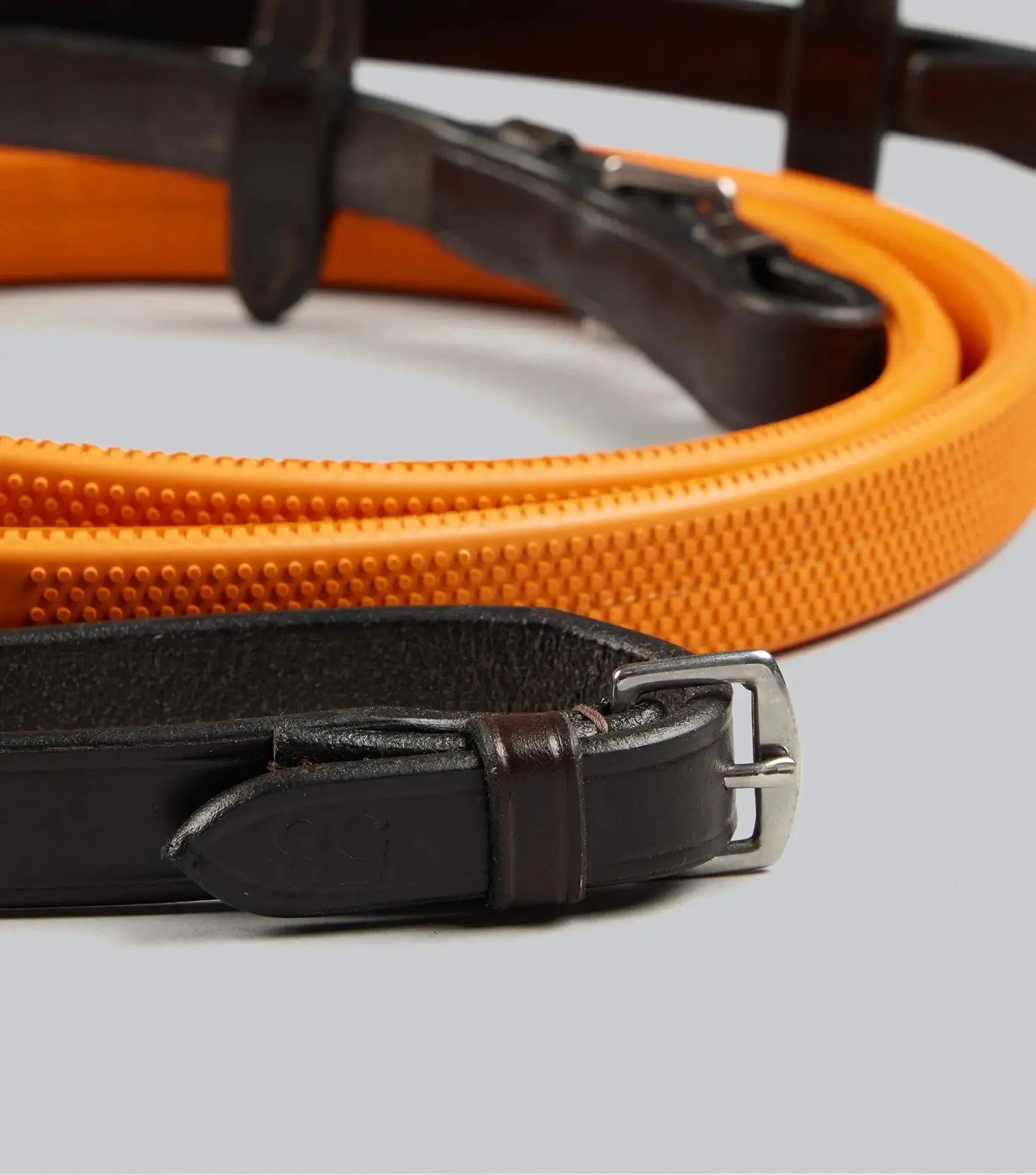 Exercise / Racing Reins Dark Havana by Premier Equine Int. Ltd. at  Try A Bit