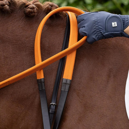 Exercise / Racing Reins Dark Havana by Premier Equine Int. Ltd. at  Try A Bit