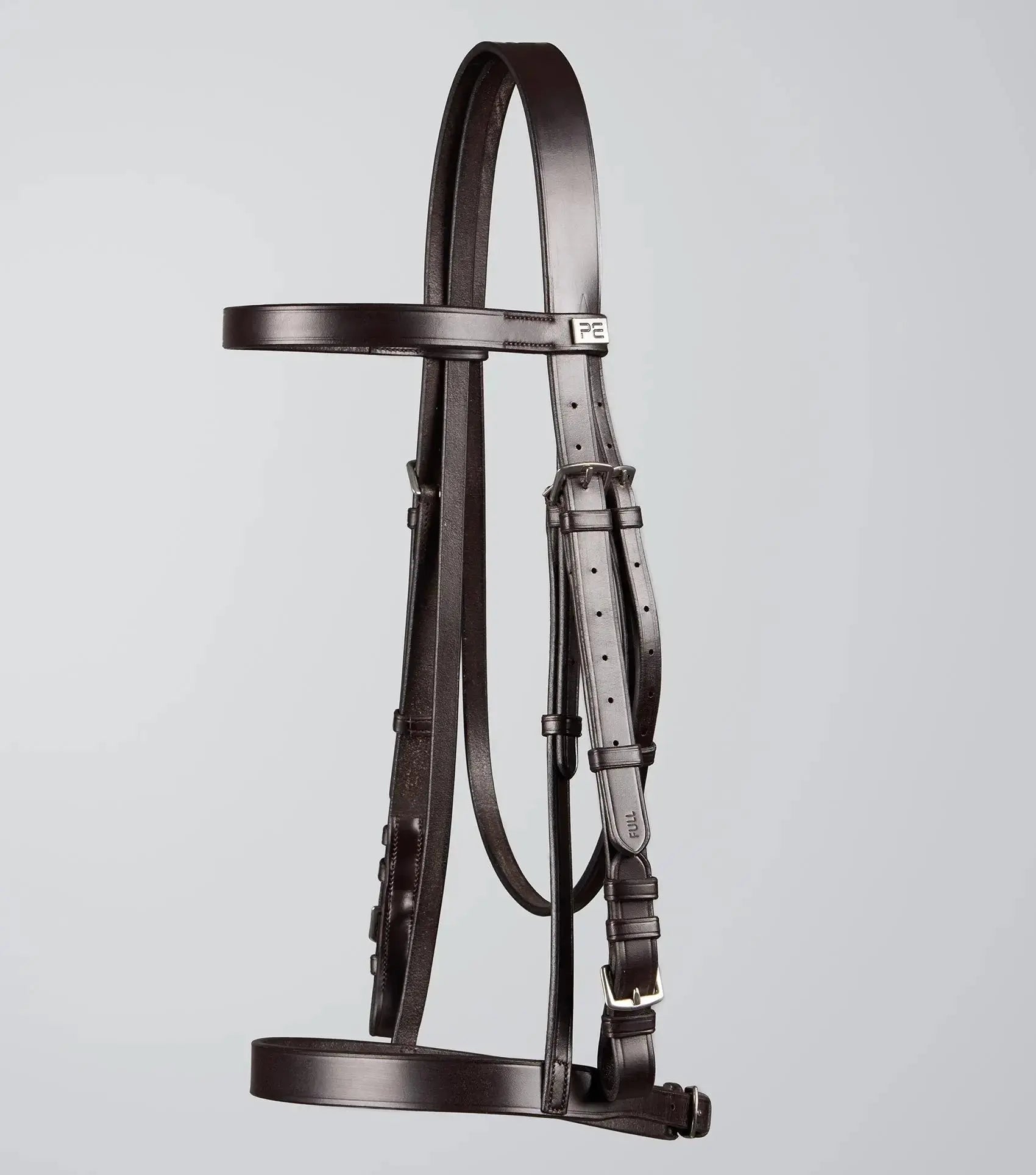PExercise / Racing Bridle with Plain Caveson Noseband Dark Havana by Premier Equine Int. Ltd. at  Try A Bit