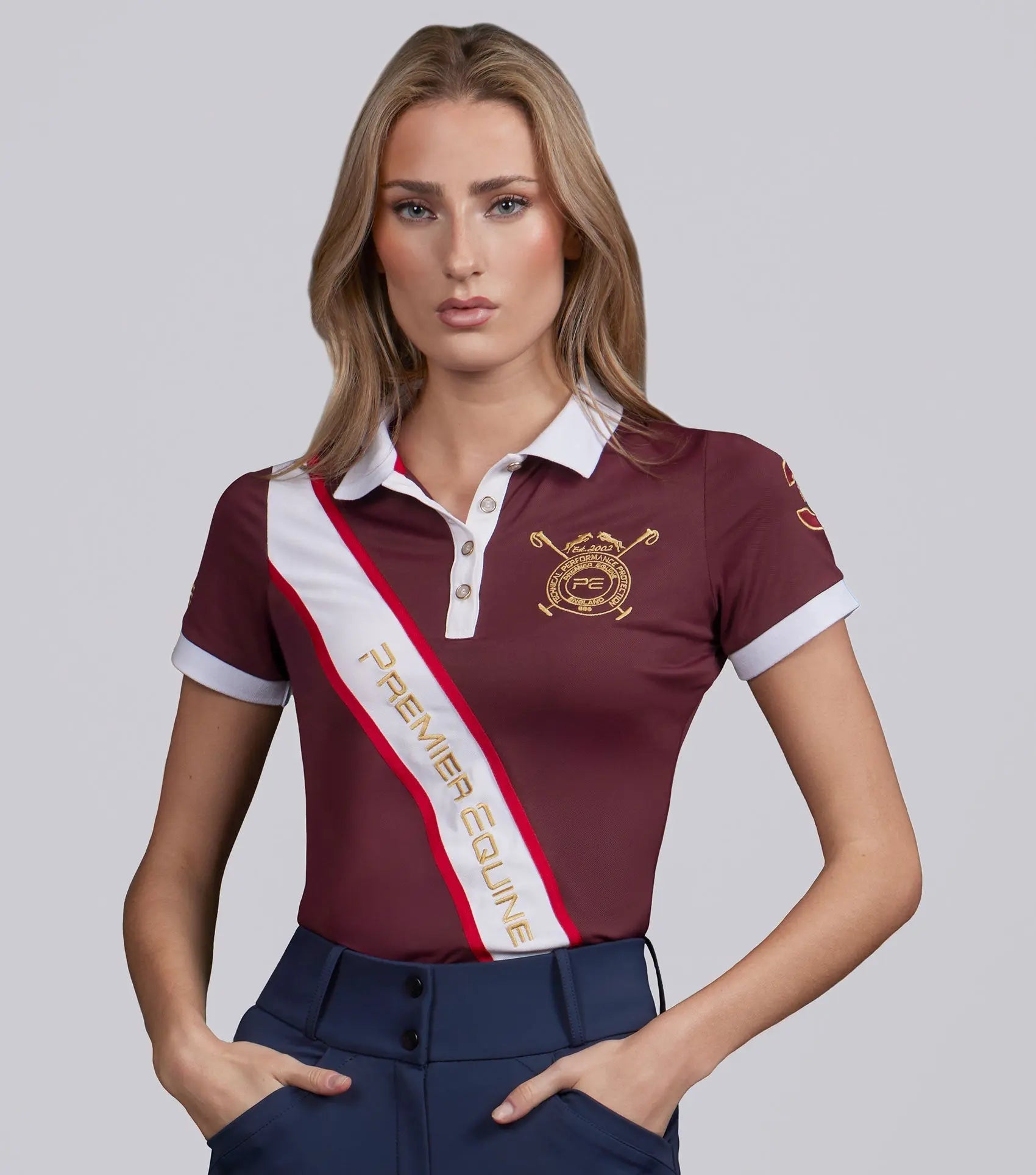 Heritage Polo Shirt Tawny Port by Premier Equine Int. Ltd. at  Try A Bit