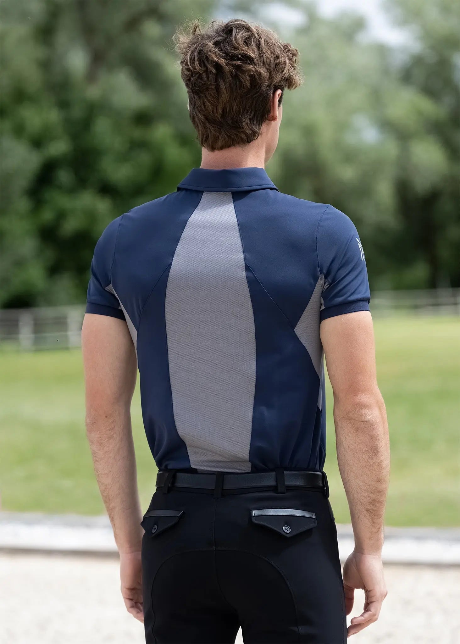 Cross Polo Shirt (Navy) by Maximilian Equestrian at  Try A Bit