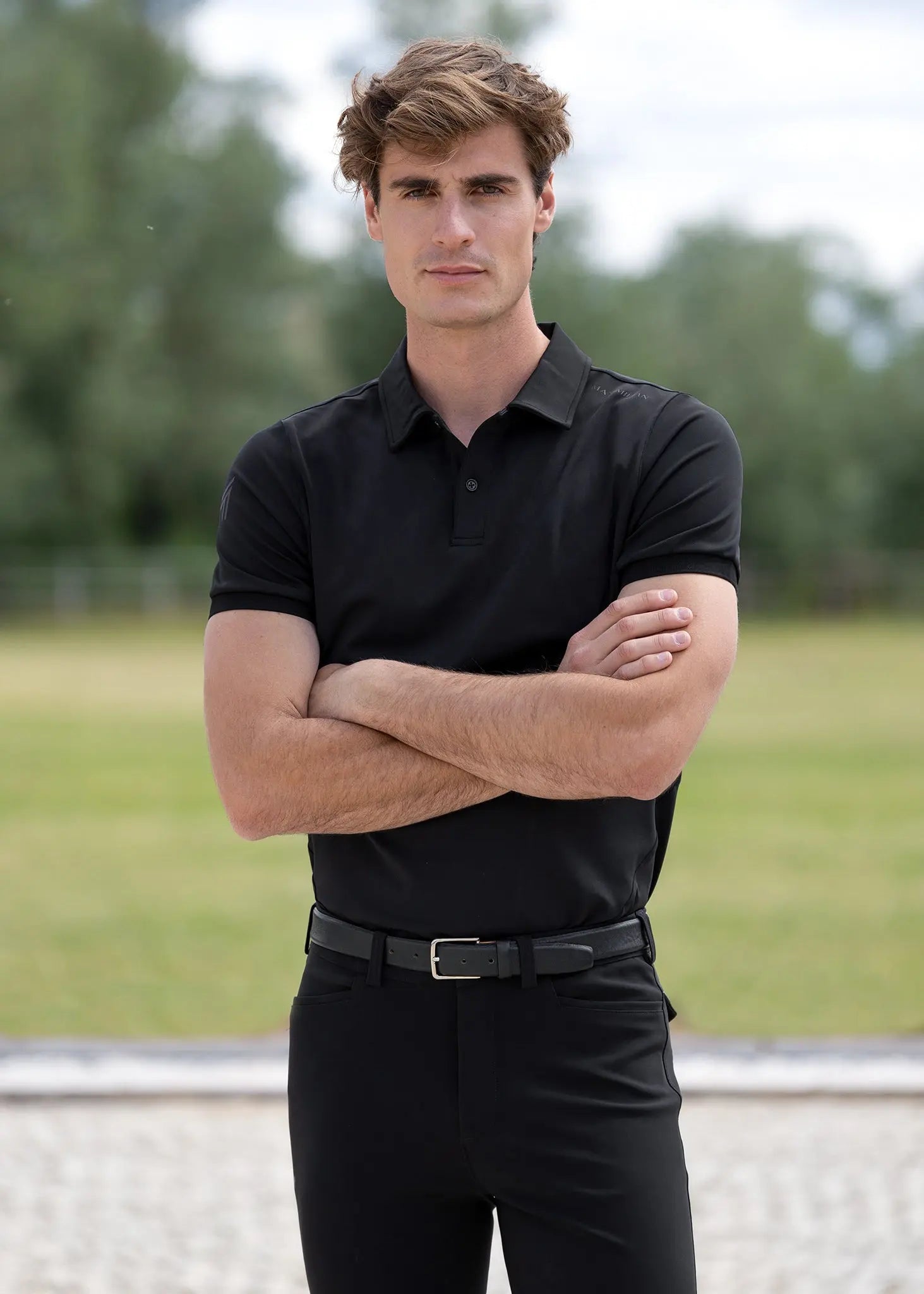 Cross Polo Shirt (Black) by Maximilian Equestrian at  Try A Bit