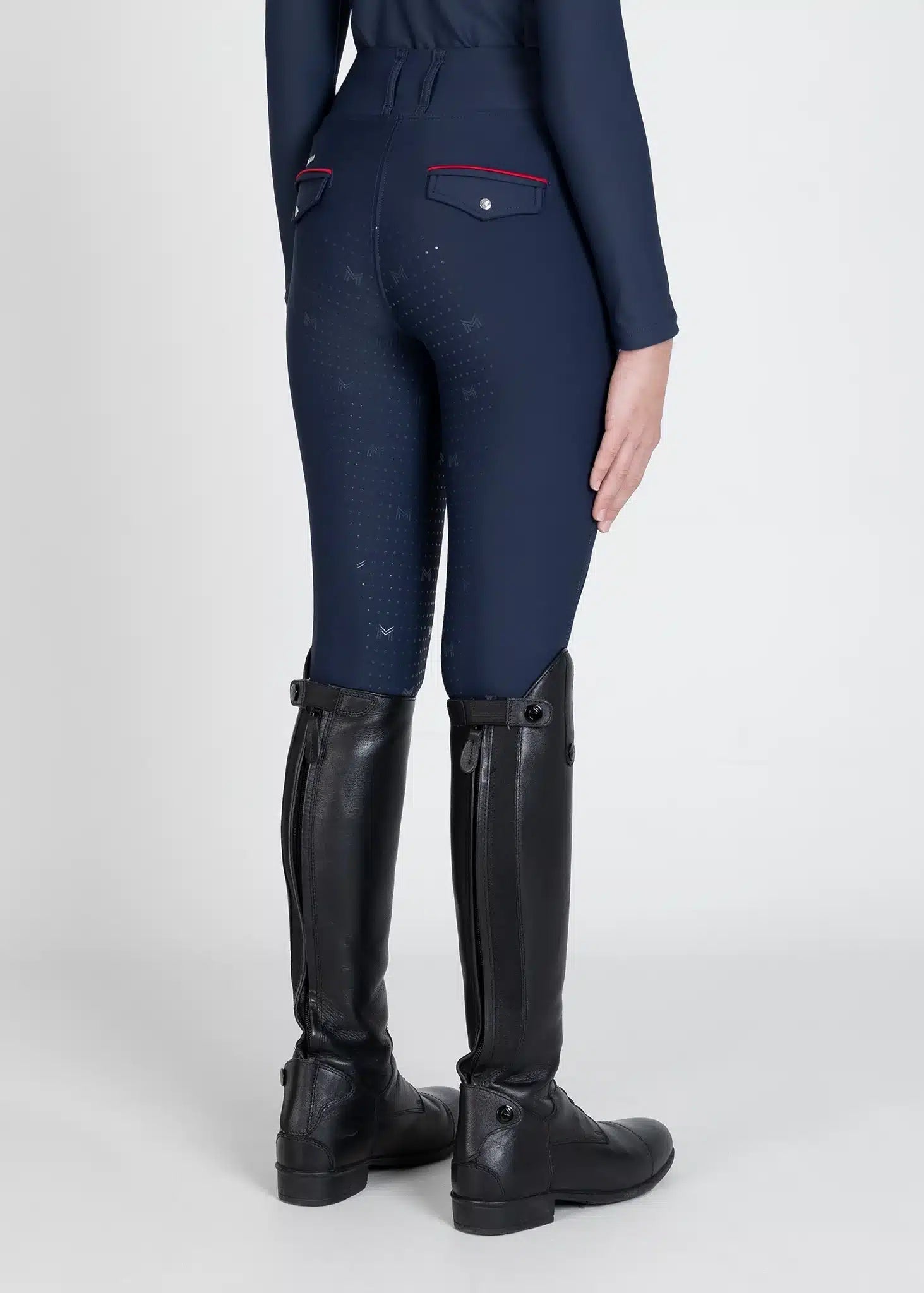 Maximilian Equestrian YR Pro Riding Leggings (Navy/Red) by Maximilian Equestrian at  Try a Bit