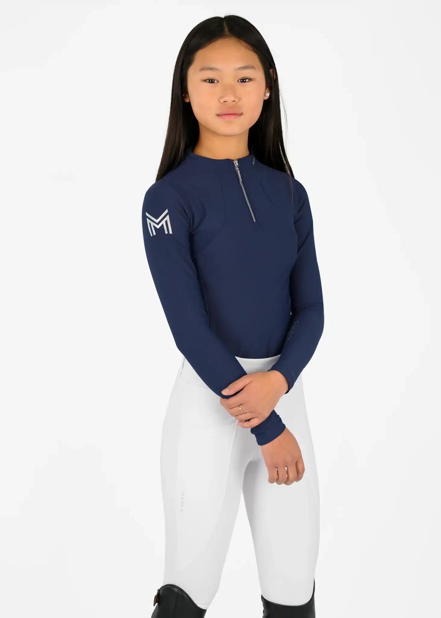 Maximilian Equestrian YR Long Sleeve Base Layer (Navy) by Maximilian Equestrian at  Try a Bit