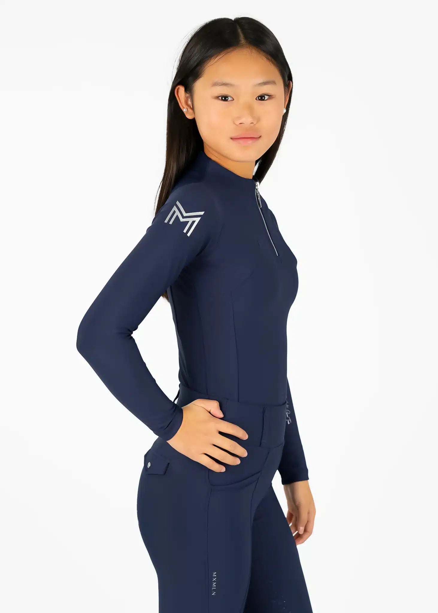 Maximilian Equestrian YR Long Sleeve Base Layer (Navy) by Maximilian Equestrian at  Try a Bit