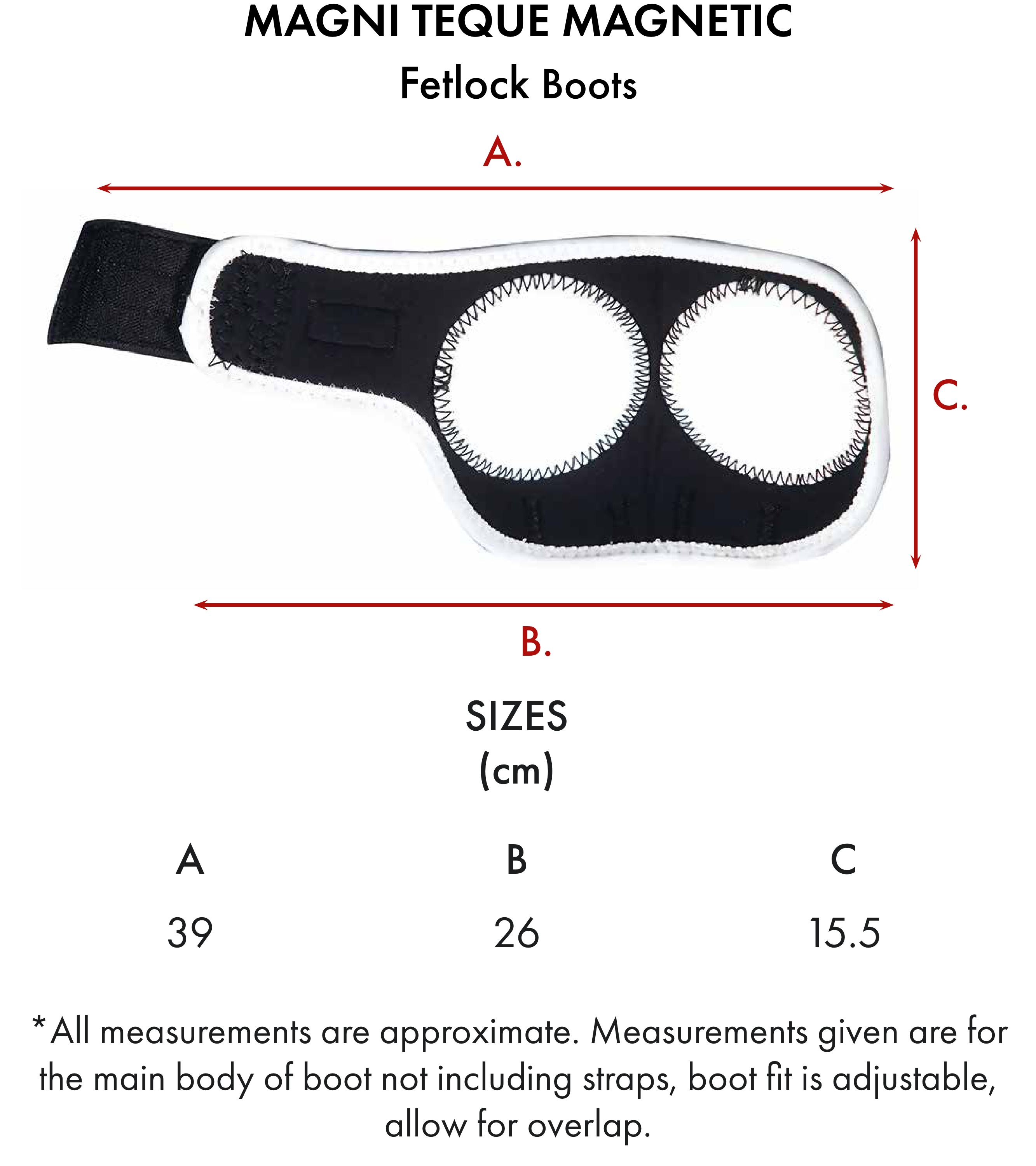 Premier Equine Magni-Teque Magnetic Fetlock Boots – Size chart