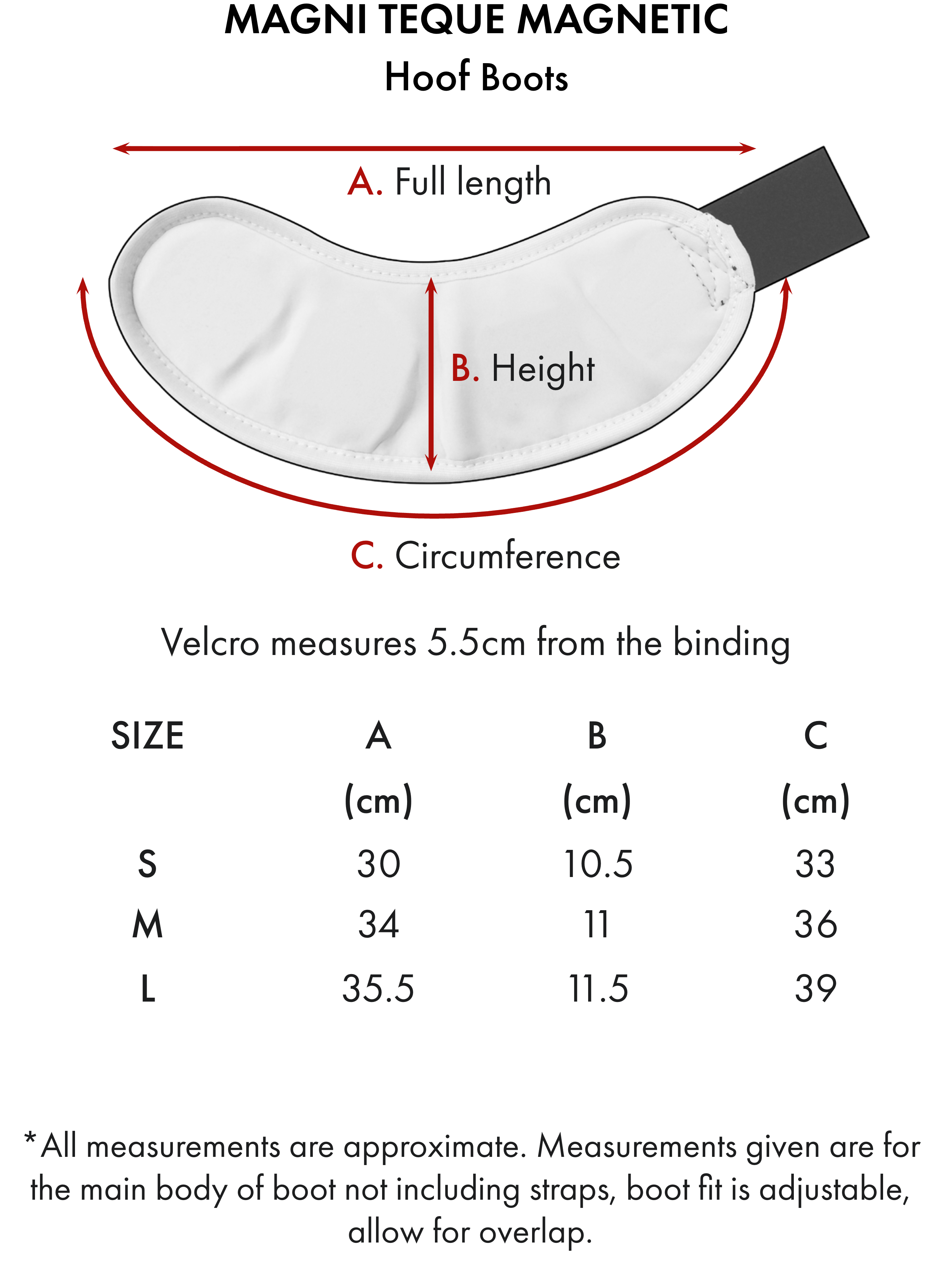 Premier Equine Magni-Teque Magnetic Hoof Boots – Size chart