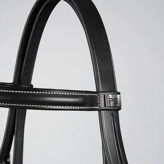 Raised Jumping Bridle with Flash Noseband Dark Havana by Premier Equine Int. Ltd. at  Try A Bit