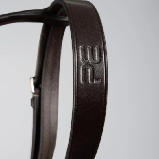 Raised Jumping Bridle with Flash Noseband Dark Havana by Premier Equine Int. Ltd. at  Try A Bit