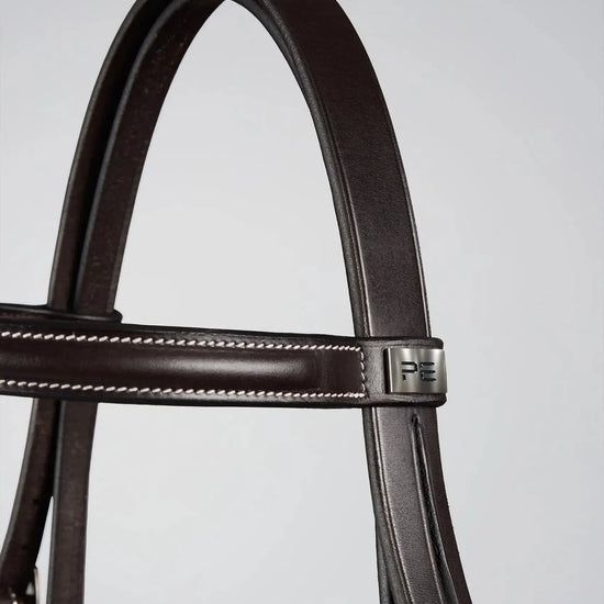 Raised Jumping Bridle with Flash Noseband Dark Havana by Premier Equine Int. Ltd. at  Try A Bit