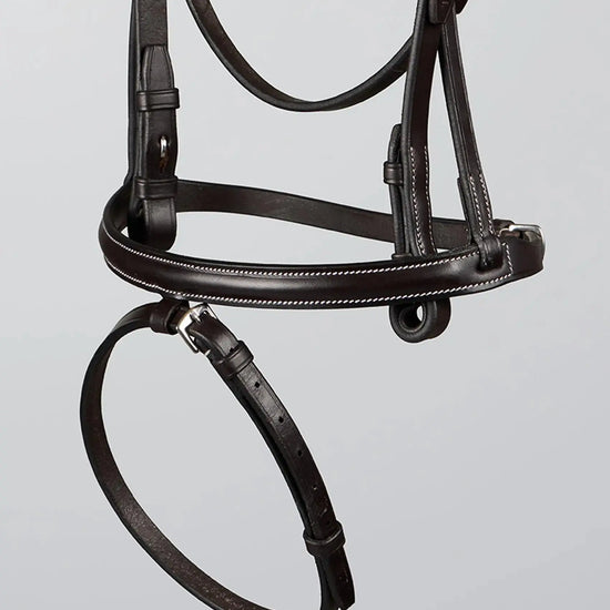 Raised Jumping Bridle with Flash Noseband Dark Havana by Premier Equine Int. Ltd. at  Try A Bit