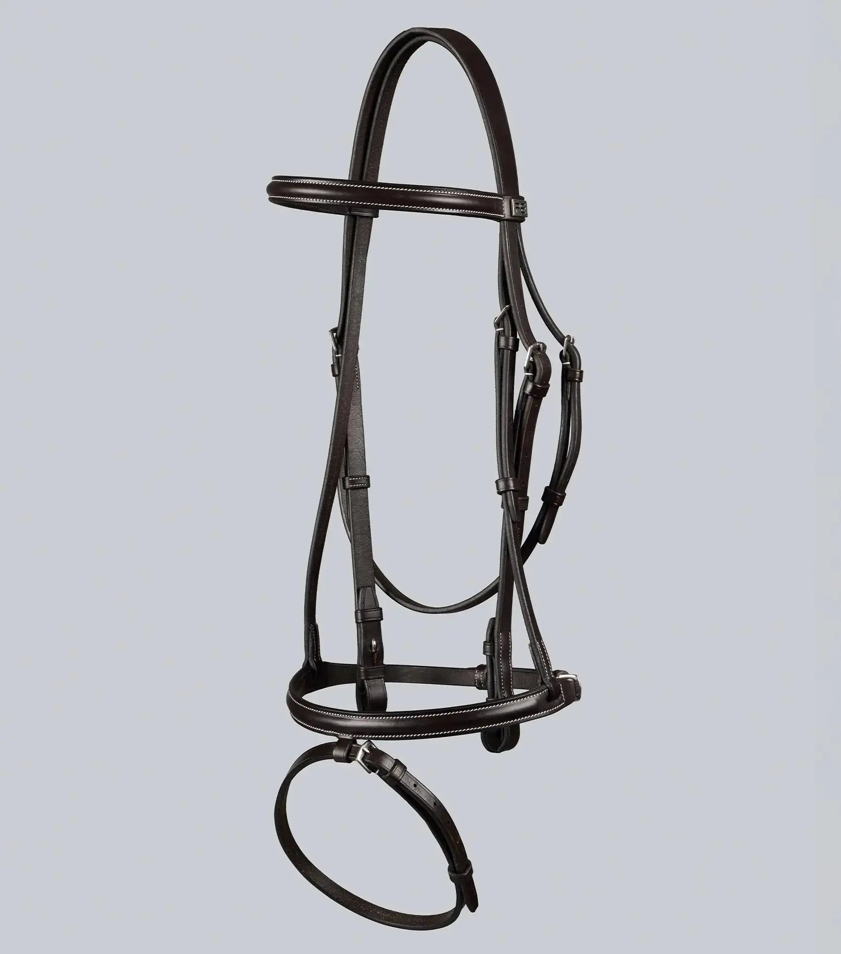 Raised Jumping Bridle with Flash Noseband Dark Havana by Premier Equine Int. Ltd. at  Try A Bit
