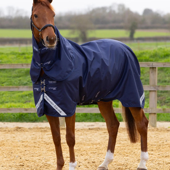 Stratus 600D Series 0g Turnout Rug with Classic Neck Cover Navy by Premier Equine Int. Ltd. at  Try A Bit