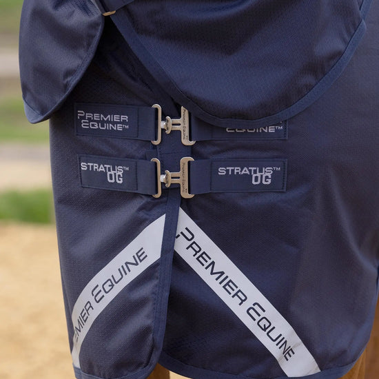 Stratus 600D Series 0g Turnout Rug with Classic Neck Cover Navy by Premier Equine Int. Ltd. at  Try A Bit