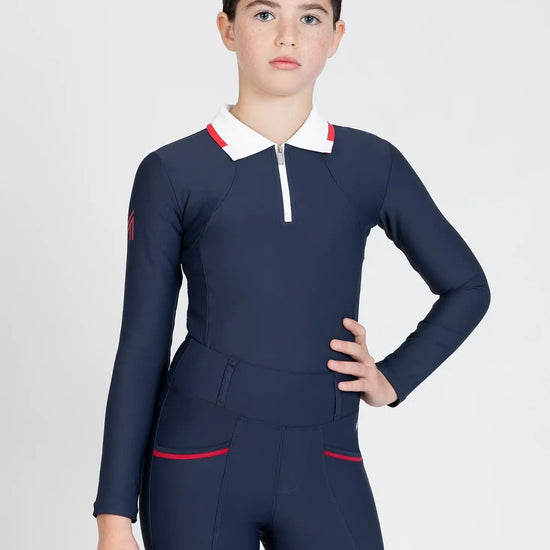 Maximilian Equestrian YR Concept Long Sleeve Polo Shirt (Navy) by Maximilian Equestrian at  Try a Bit