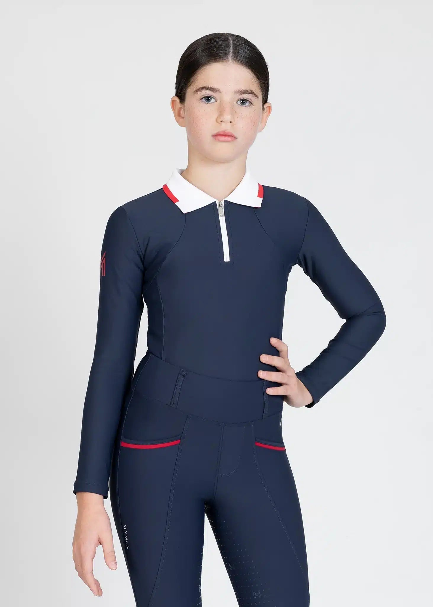 Maximilian Equestrian YR Concept Long Sleeve Polo Shirt (Navy) by Maximilian Equestrian at  Try a Bit