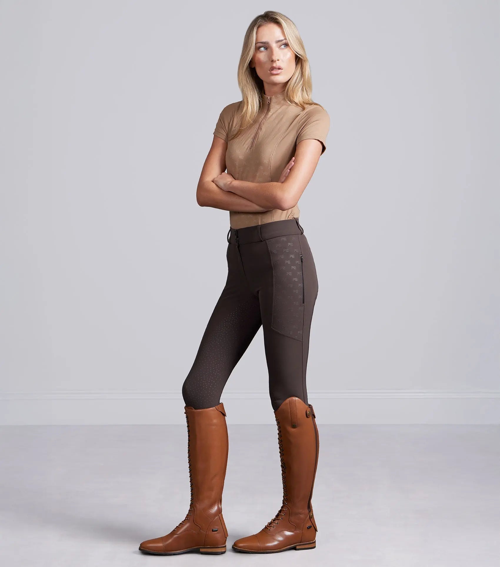 Valerius Womens Gel Full Seat Riding Breeches Brown by Premier Equine Int. Ltd. at  Try A Bit