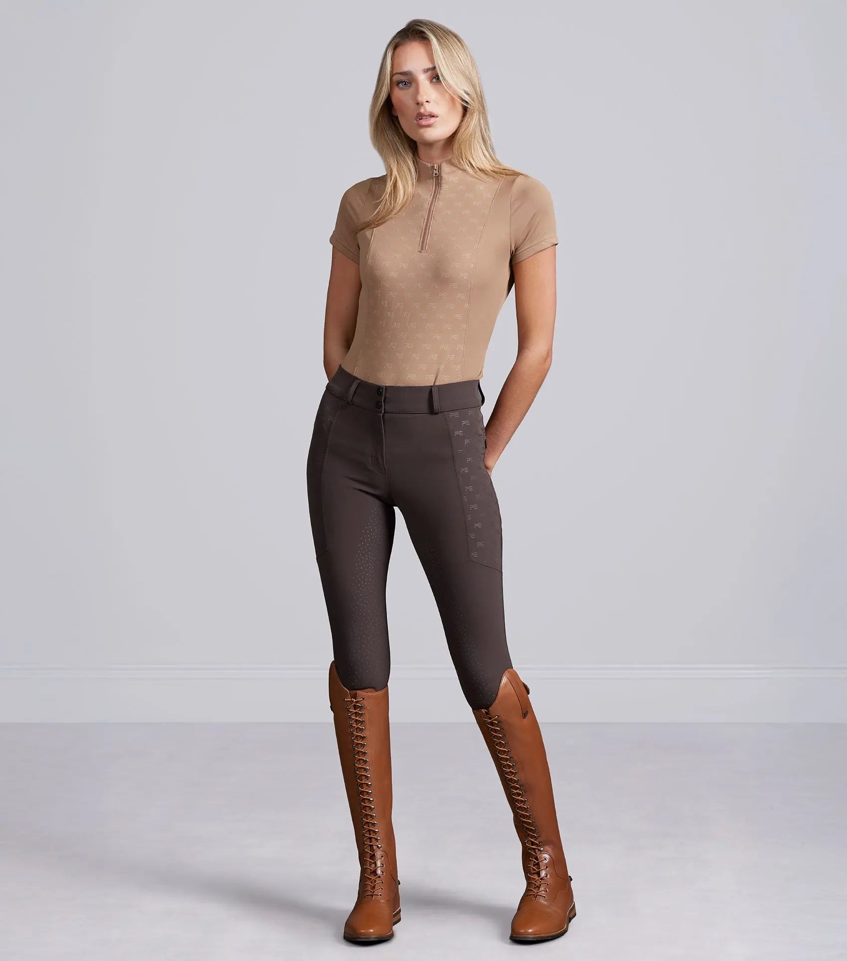 Valerius Womens Short Sleeve Top Latte by Premier Equine Int. Ltd. at  Try A Bit