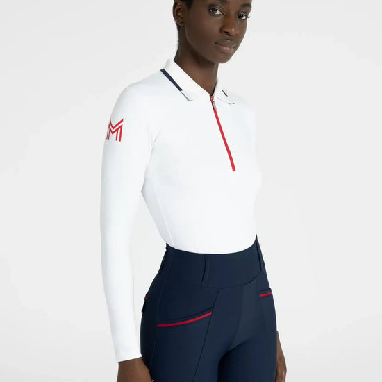Maximilian Equestrian Concept Long Sleeve Polo Shirt (White) by Maximilian Equestrian at  Try a Bit