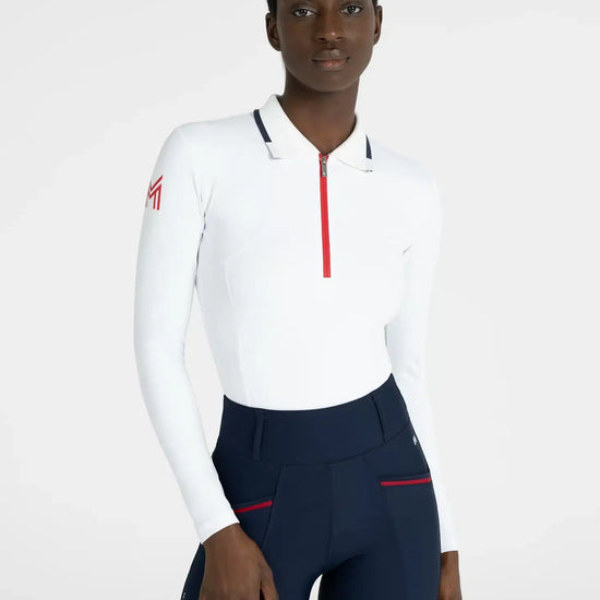 Maximilian Equestrian Concept Long Sleeve Polo Shirt (White) by Maximilian Equestrian at  Try a Bit