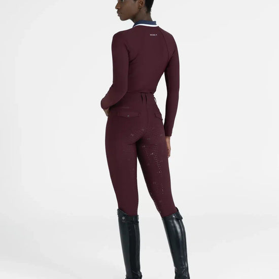 Maximilian Equestrian Concept Long Sleeve Polo Shirt (Burgundy) by Maximilian Equestrian at  Try a Bit