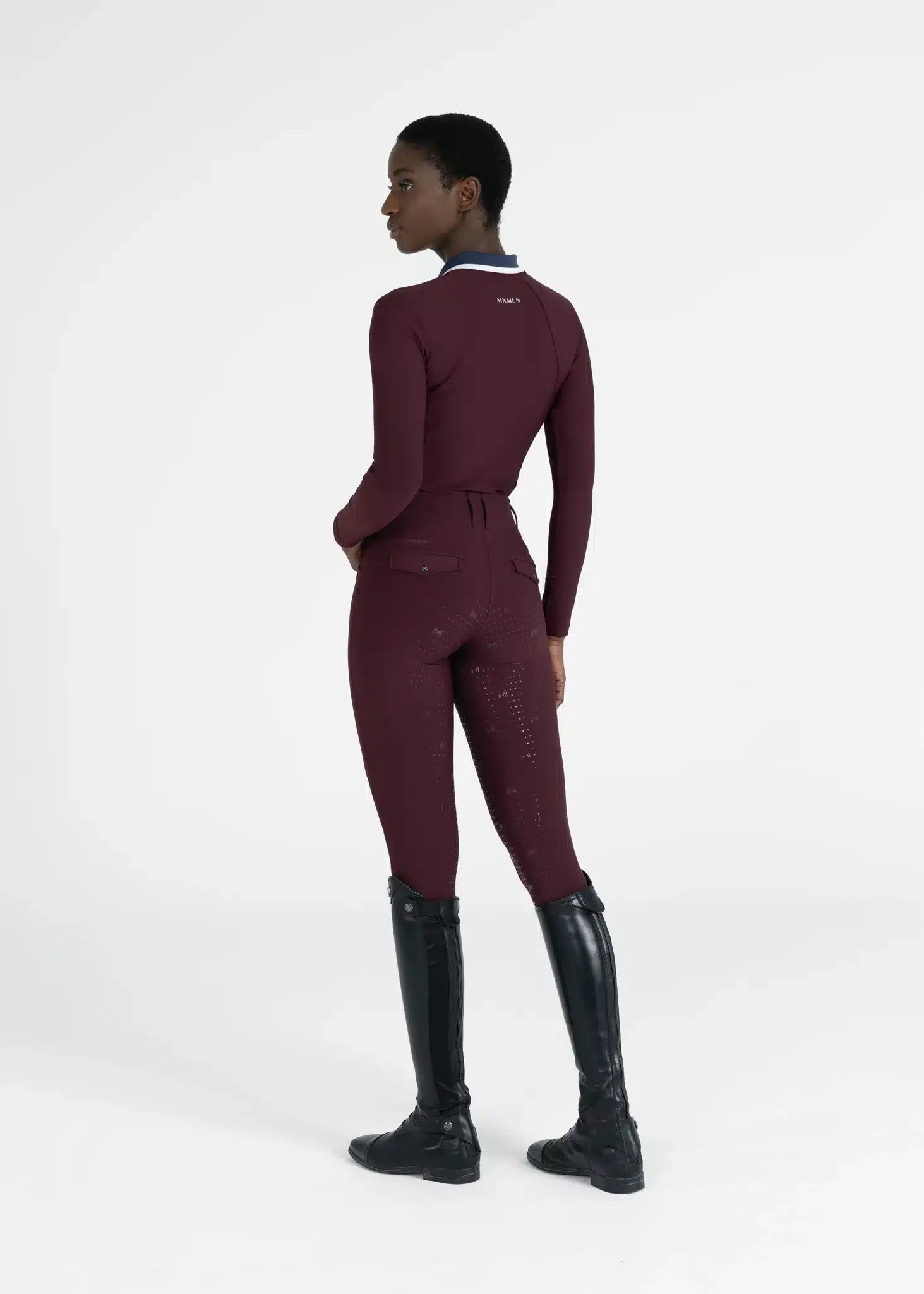 Maximilian Equestrian Concept Long Sleeve Polo Shirt (Burgundy) by Maximilian Equestrian at  Try a Bit
