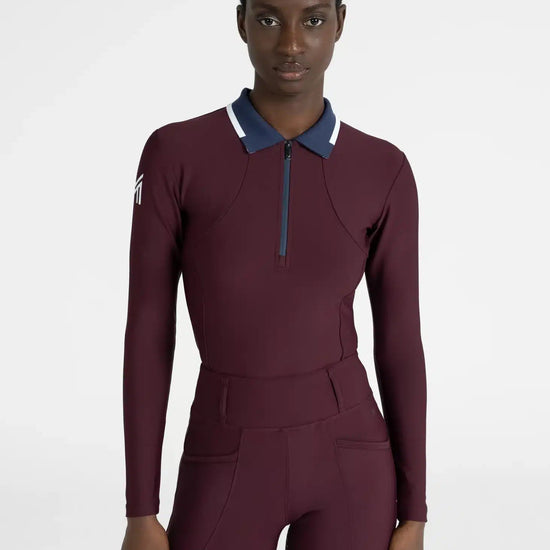 Maximilian Equestrian Concept Long Sleeve Polo Shirt (Burgundy) by Maximilian Equestrian at  Try a Bit