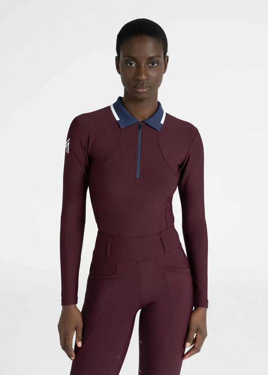 Maximilian Equestrian Concept Long Sleeve Polo Shirt (Burgundy) by Maximilian Equestrian at  Try a Bit