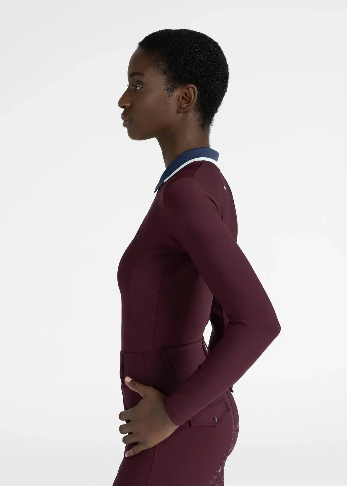 Maximilian Equestrian Concept Long Sleeve Polo Shirt (Burgundy) by Maximilian Equestrian at  Try a Bit