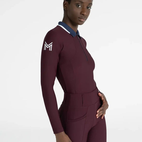 Maximilian Equestrian Concept Long Sleeve Polo Shirt (Burgundy) by Maximilian Equestrian at  Try a Bit