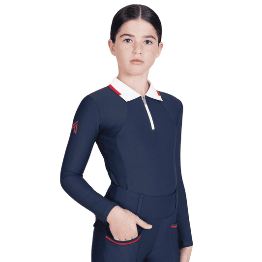 Maximilian Equestrian YR Concept Long Sleeve Polo Shirt (Navy) by Maximilian Equestrian at  Try a Bit
