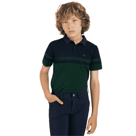 Maximilian Equestrian YR Glee Polo Shirt (Green/Navy) by Maximilian Equestrian at  Try a Bit
