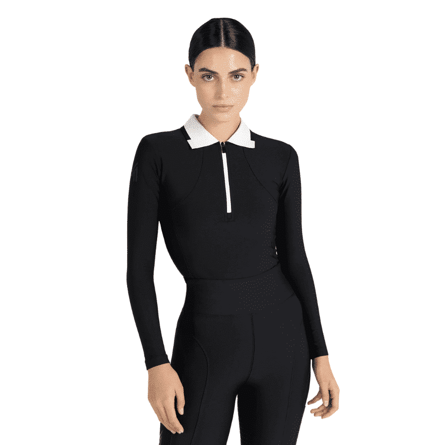 Maximilian Equestrian Concept Long Sleeve Polo Shirt (Black) by Maximilian Equestrian at  Try a Bit