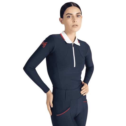 Maximilian Equestrian Concept Long Sleeve Polo Shirt (Navy) by Maximilian Equestrian at  Try a Bit