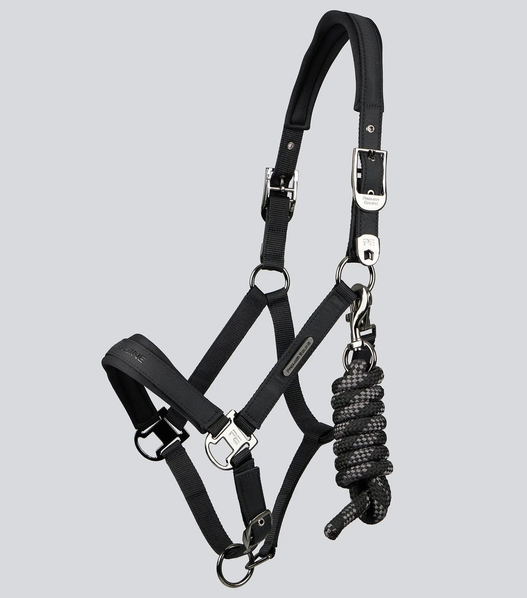 Duco Padded Head Collar With Lead Rope Black by Premier Equine Int. at  Try A Bit