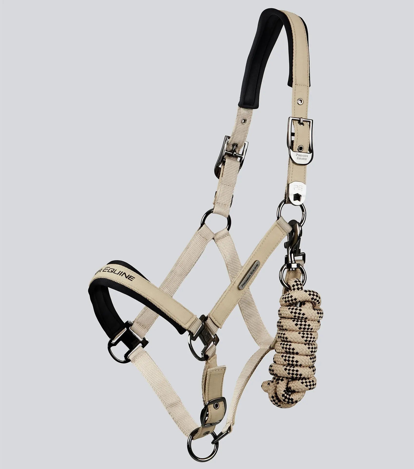 Duco Padded Head Collar with Lead Rope Taupe by Premier Equine Int. at  Try A Bit