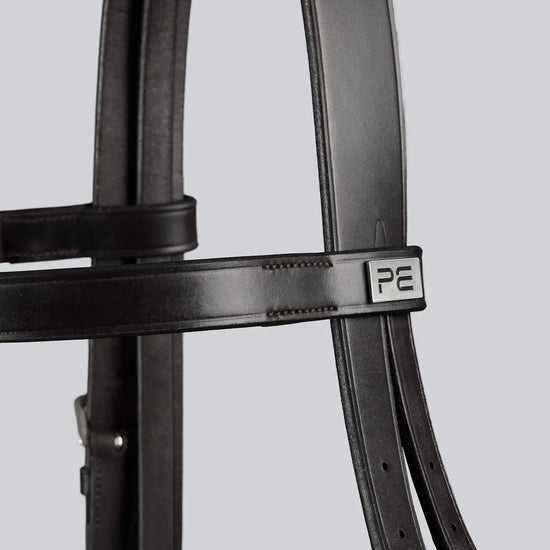 Exercise/Racing Bridle with Grackle Noseband Dark Havana by Premier Equine Int. Ltd. at  Try A Bit