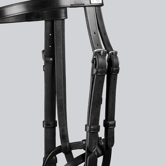 Exercise/Racing Bridle with Grackle Noseband Dark Havana by Premier Equine Int. Ltd. at  Try A Bit