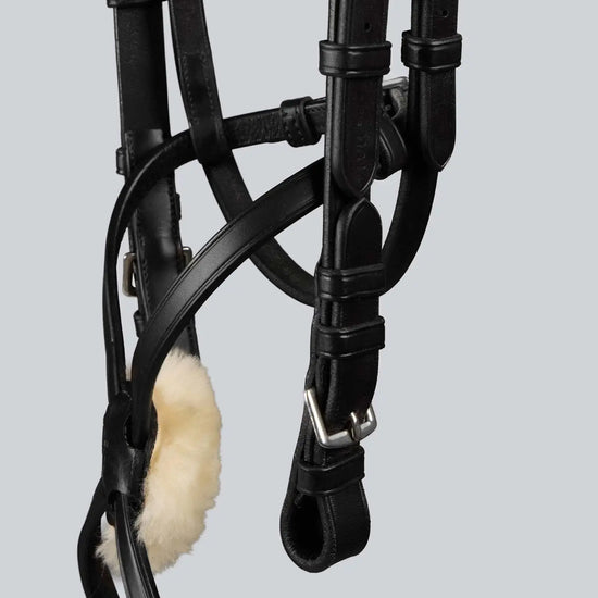 Exercise/Racing Bridle with Grackle Noseband Dark Havana by Premier Equine Int. Ltd. at  Try A Bit