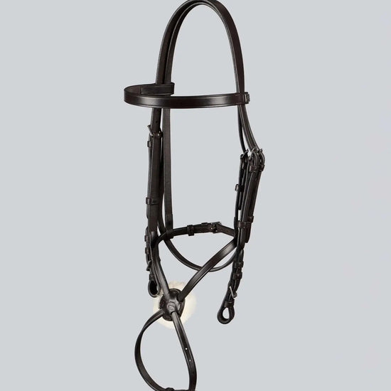 Exercise/Racing Bridle with Grackle Noseband Dark Havana by Premier Equine Int. Ltd. at  Try A Bit