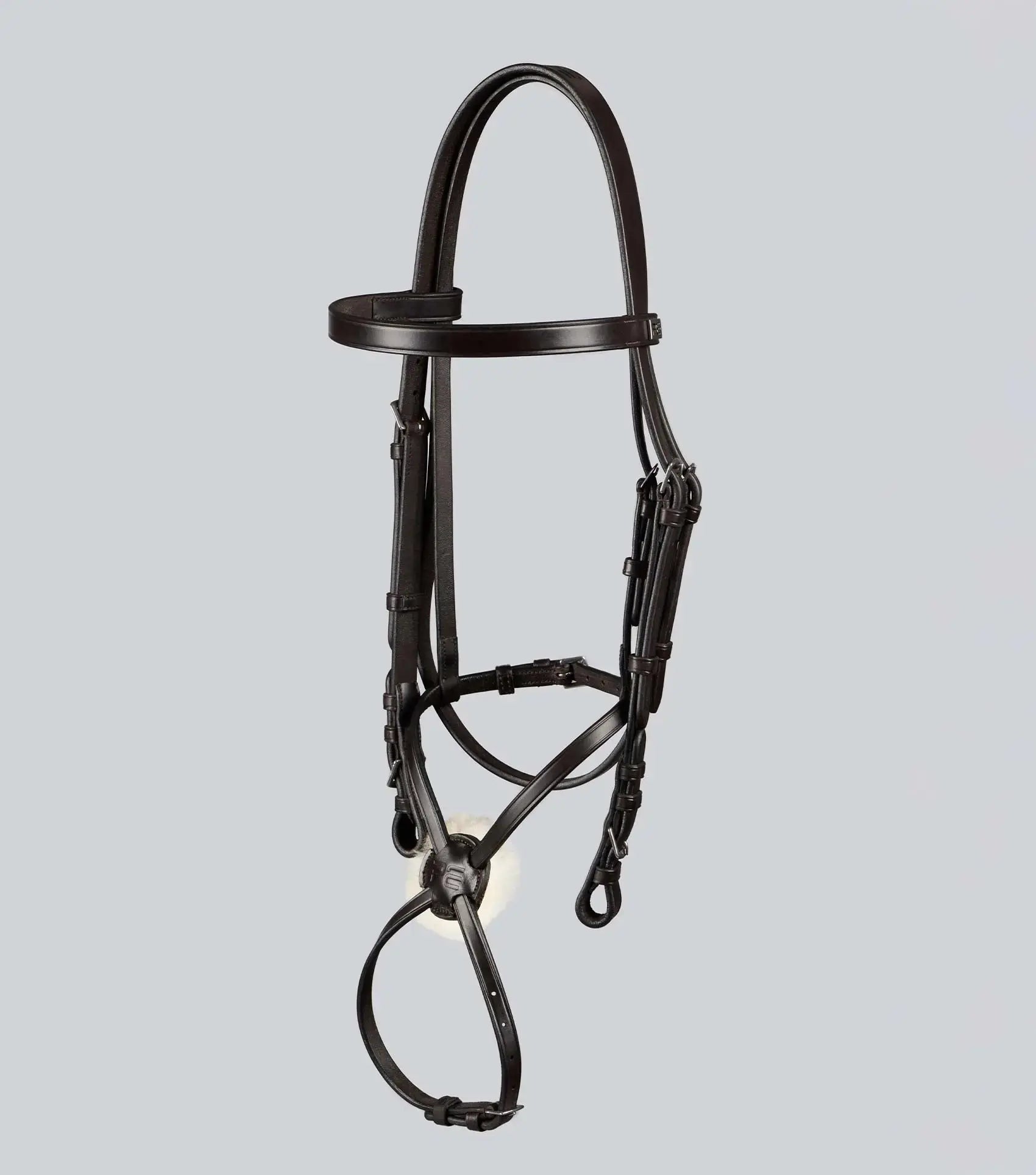 Exercise/Racing Bridle with Grackle Noseband Dark Havana by Premier Equine Int. Ltd. at  Try A Bit