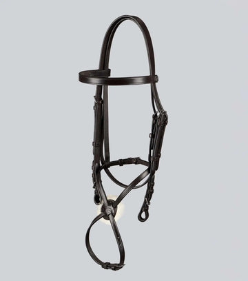 Exercise/Racing Bridle with Grackle Noseband Dark Havana by Premier Equine Int. Ltd. at  Try A Bit