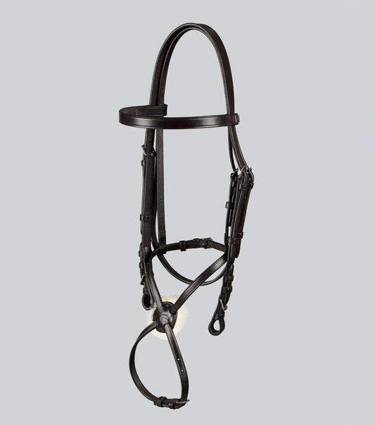 Exercise/Racing Bridle with Grackle Noseband Dark Havana by Premier Equine Int. Ltd. at  Try A Bit