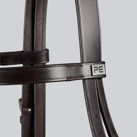 Exercise/Racing Bridle with Grackle Noseband Dark Havana by Premier Equine Int. Ltd. at  Try A Bit