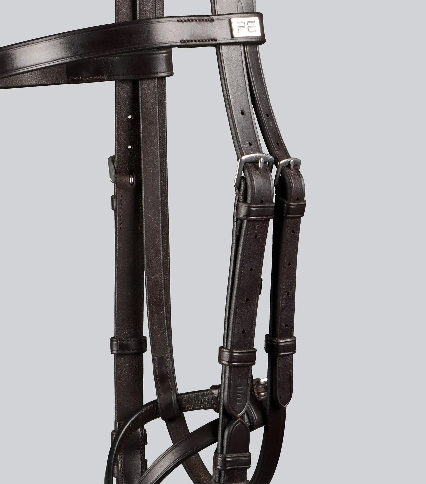 Exercise/Racing Bridle with Grackle Noseband Dark Havana by Premier Equine Int. Ltd. at  Try A Bit
