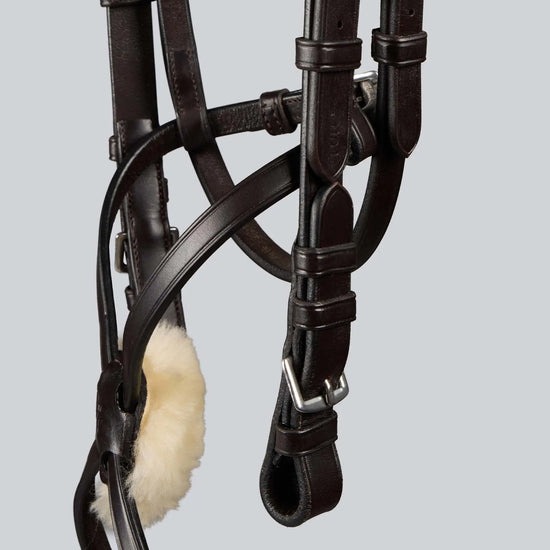 Exercise/Racing Bridle with Grackle Noseband Dark Havana by Premier Equine Int. Ltd. at  Try A Bit