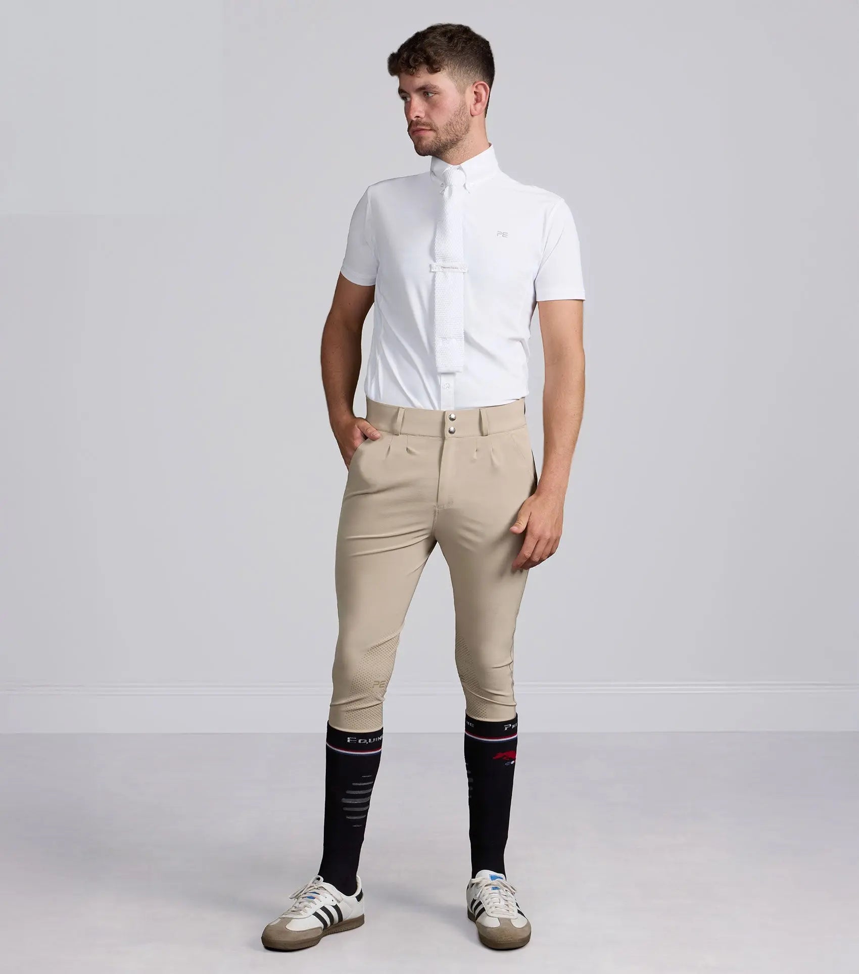 Ludis Men's Gel Knee Riding Breeches Beige by Premier Equine Int. Ltd. at  Try A Bit