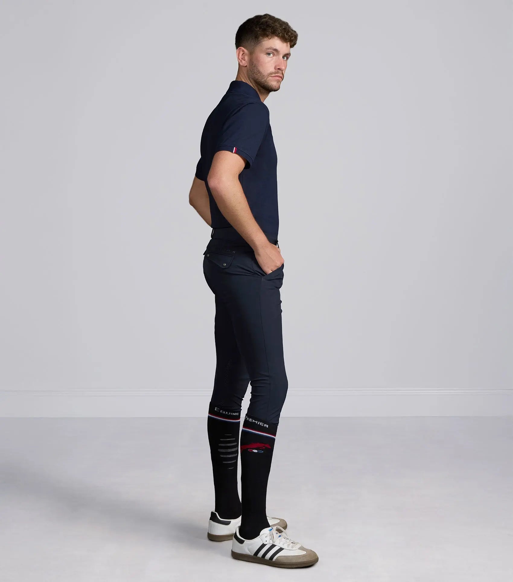Ludis Men's Gel Knee Riding Breeches Navy by Premier Equine Int. Ltd. at  Try A Bit